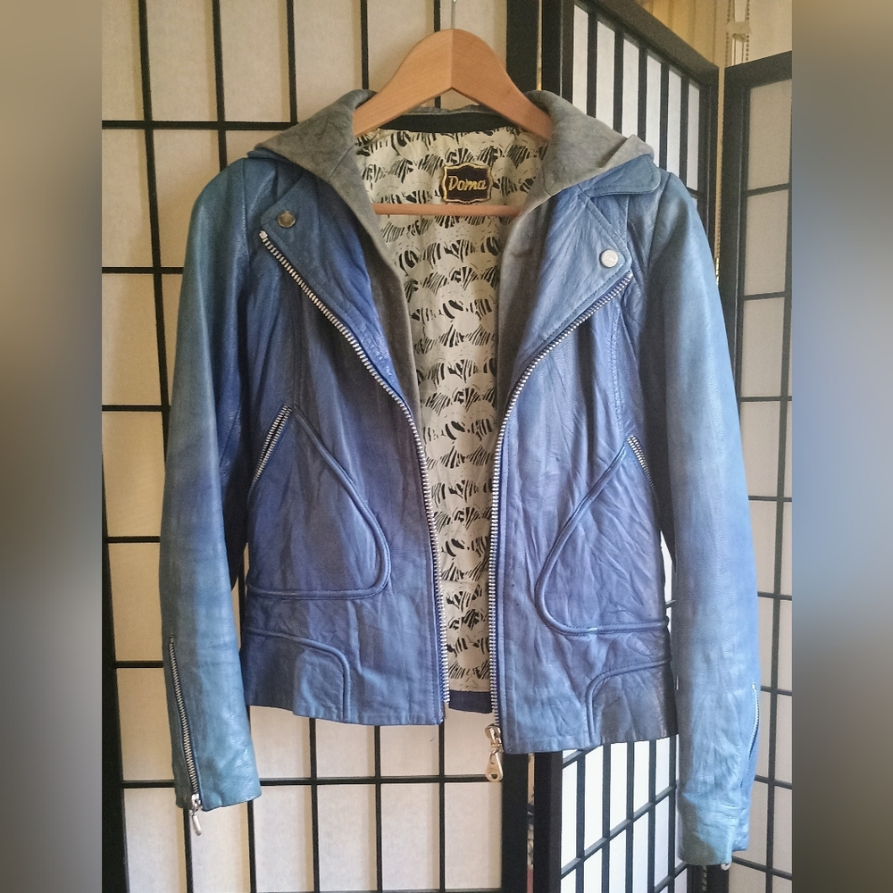 Doma Washed Lamb Leather Jacket with Detachable Hood